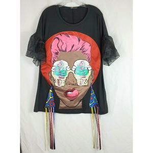 Minette Funky Top Ruffle Bell Sleeves Oversized